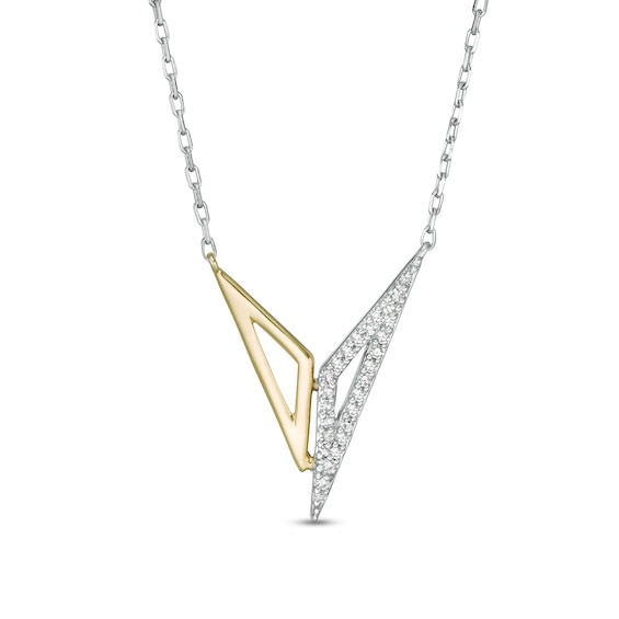 Wonder Woman™ Collection 0.085 CT. T.W. Diamond "Bracelets of Submission" Necklace in Sterling Silver and 10K Gold