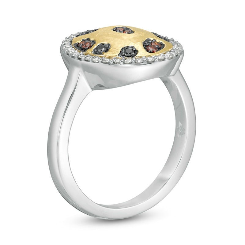 Main Image 3 of Wonder Woman™ Collection 0.30 CT. T.W. Multi-Colour and White Diamond Cheetah Ring in Sterling Silver and 10K Gold