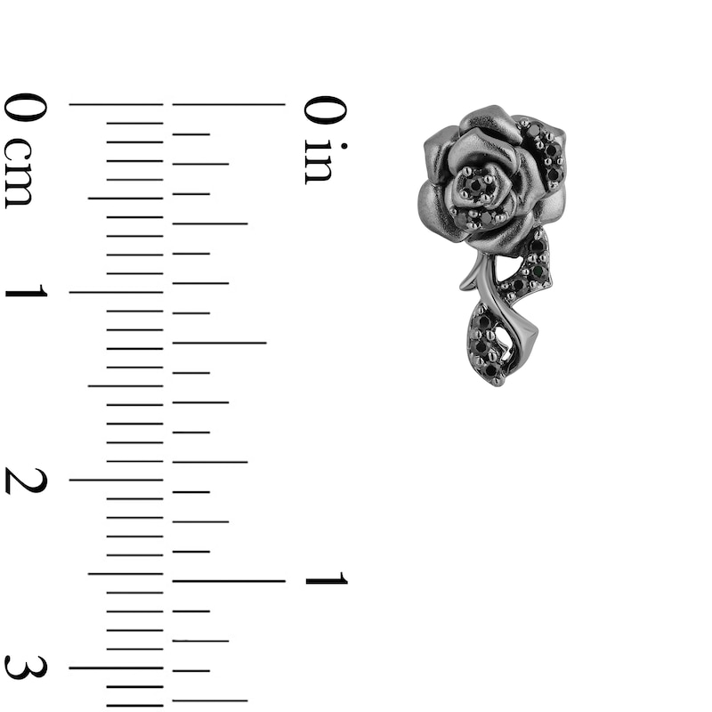 Enchanted Disney Villains Maleficent 0.18 CT. T.W. Black Diamond Rose Drop Earrings in Black Sterling Silver|Peoples Jewellers