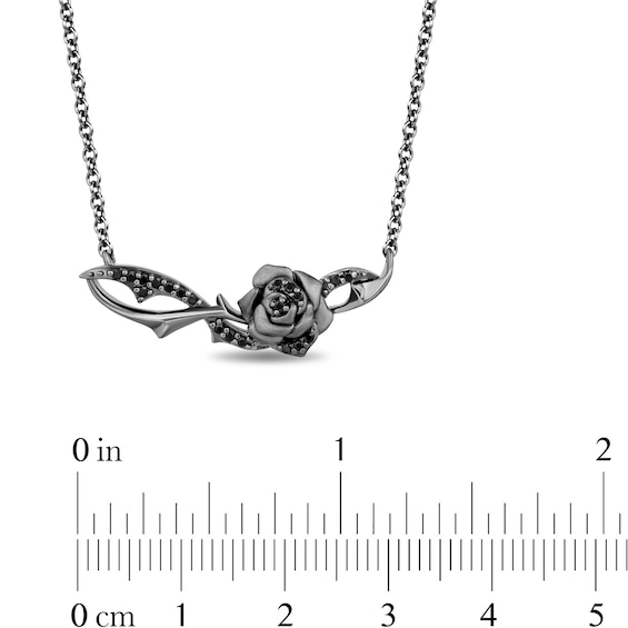 Enchanted Disney Villains Maleficent 0.145 CT. T.W. Black Diamond Rose Necklace in Black Sterling Silver