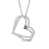 The Kindred Heart from Vera Wang Love Collection Sapphire and 0.18 CT. T.W. Diamond Heart Pendant in Sterling Silver