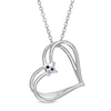 The Kindred Heart from Vera Wang Love Collection Sapphire and 0.18 CT. T.W. Diamond Heart Pendant in Sterling Silver