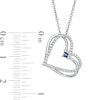 The Kindred Heart from Vera Wang Love Collection Sapphire and 0.18 CT. T.W. Diamond Heart Pendant in Sterling Silver