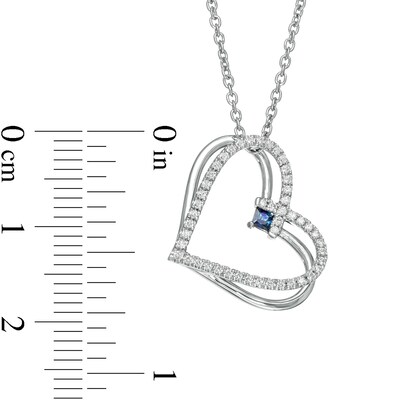 The Kindred Heart from Vera Wang Love Collection Sapphire and 0.18 CT. T.W. Diamond Heart Pendant in Sterling Silver