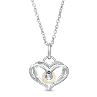 The Kindred Heart from Vera Wang Love Collection Freshwater Cultured Pearl and Diamond Pendant in Sterling Silver-19"