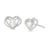 Thumbnail Image 0 of The Kindred Heart from Vera Wang Love Collection Freshwater Cultured Pearl and Diamond Stud Earrings in Sterling Silver
