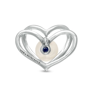 The Kindred Heart from Vera Wang Love Collection Freshwater Cultured Pearl and Diamond Stud Earrings in Sterling Silver