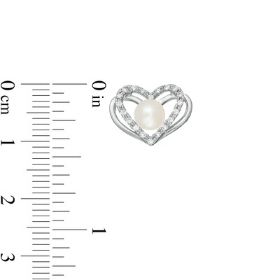 The Kindred Heart from Vera Wang Love Collection Freshwater Cultured Pearl and Diamond Stud Earrings in Sterling Silver