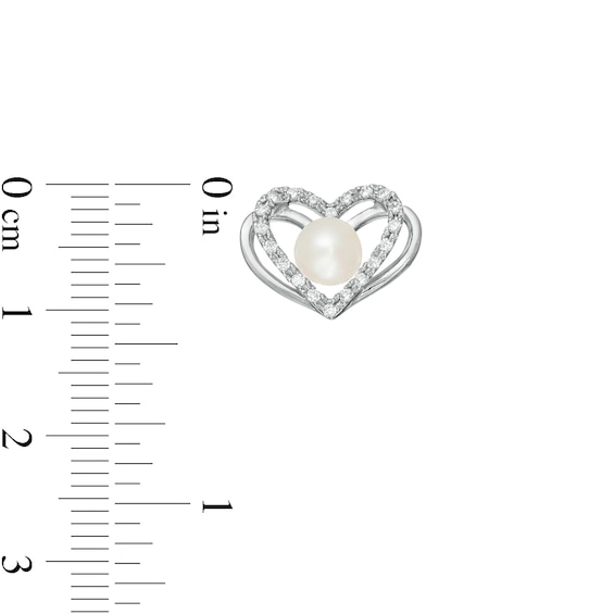 The Kindred Heart from Vera Wang Love Collection Freshwater Cultured Pearl and Diamond Stud Earrings in Sterling Silver