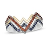 Wonder Woman™ Collection Garnet and Blue Sapphire Symbol Ring in Sterling Silver and 10K Gold