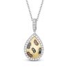 Wonder Woman™ Collection 0.30 CT. T.W. Multi-Colour and White Diamond Cheetah Pendant in Sterling Silver and 10K Gold