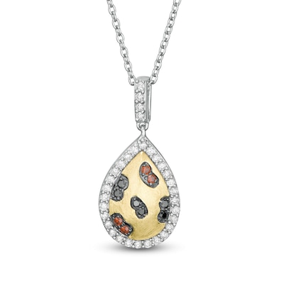 Wonder Woman™ Collection 0.30 CT. T.W. Multi-Colour and White Diamond Cheetah Pendant in Sterling Silver and 10K Gold