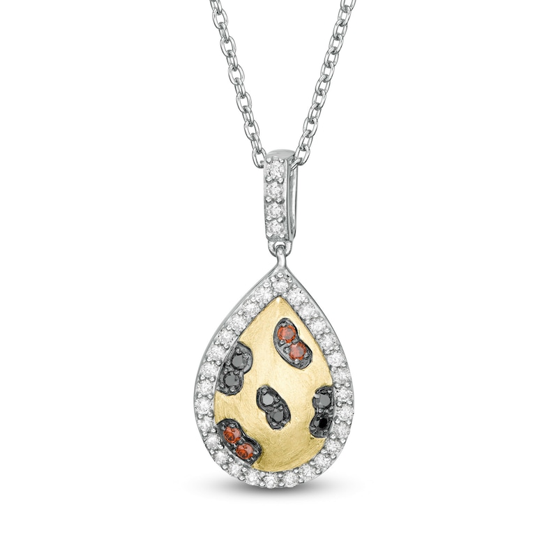 Wonder Woman™ Collection 0.30 CT. T.W. Multi-Colour and White Diamond Cheetah Pendant in Sterling Silver and 10K Gold