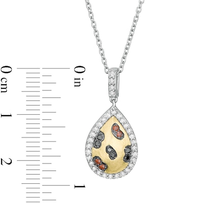 Wonder Woman™ Collection 0.30 CT. T.W. Multi-Colour and White Diamond Cheetah Pendant in Sterling Silver and 10K Gold