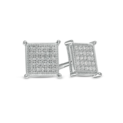 Men's 0.15 CT. T.W. Composite Diamond Square Stud Earrings in 10K White Gold