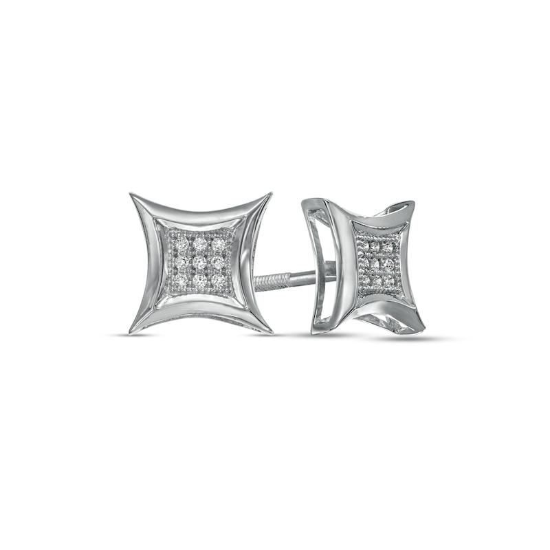 Men's 0.05 CT. T. W. Composite Diamond Concave Square Stud Earrings in 10K White Gold