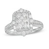 Marilyn Monroe™ Collection 0.95 CT. T.W. Composite Rectangle Diamond Ornate Frame Engagement Ring in 14K White Gold