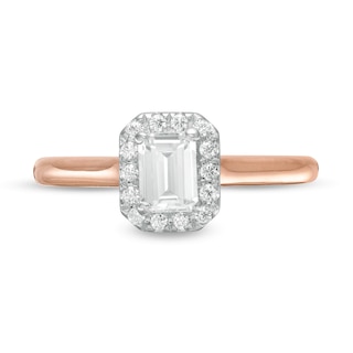 0.64 CT. T.W. Emerald-Cut Diamond Frame Engagement Ring in 14K Rose Gold