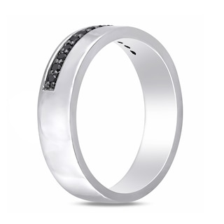 Men's 0.20 CT. T.W. Black Diamond Ribbon Band in Sterling Silver