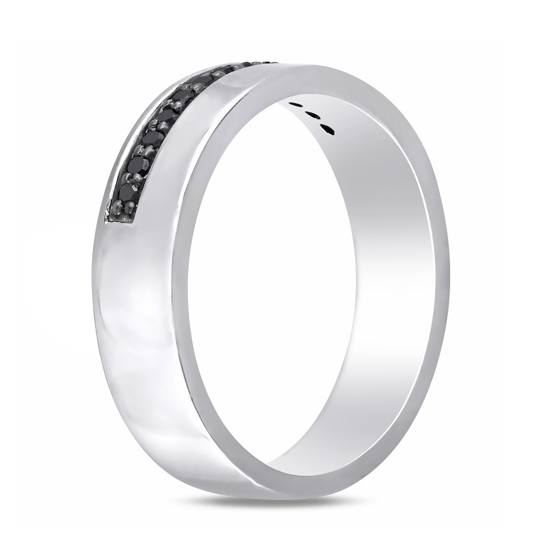 Men's 0.20 CT. T.W. Black Diamond Ribbon Band in Sterling Silver|Peoples Jewellers