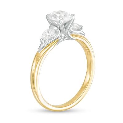 1.00 CT. T.W. Multi-Shape Diamond Past Present Future® Engagement Ring in 14K Two-Tone Gold