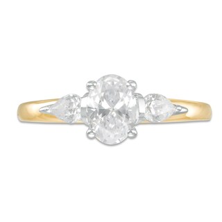 1.00 CT. T.W. Multi-Shape Diamond Past Present Future® Engagement Ring in 14K Two-Tone Gold