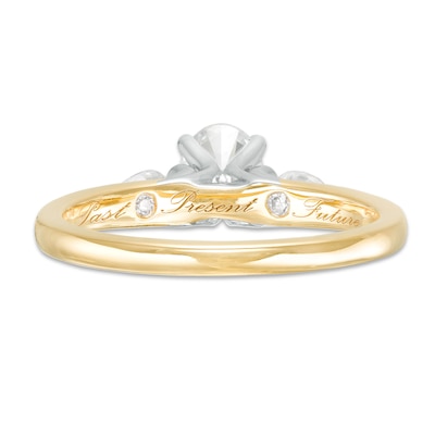 1.00 CT. T.W. Multi-Shape Diamond Past Present Future® Engagement Ring in 14K Two-Tone Gold