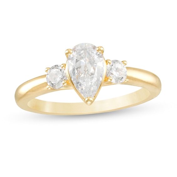 0.98 CT. T.W. Pear-Shaped Diamond Past Present Future® Engagement Ring in 14K Gold