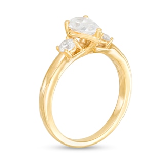 0.98 CT. T.W. Pear-Shaped Diamond Past Present Future® Engagement Ring in 14K Gold