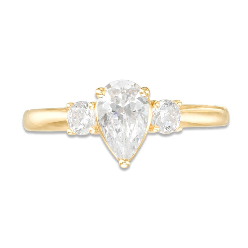 0.98 CT. T.W. Pear-Shaped Diamond Past Present Future® Engagement Ring in 14K Gold