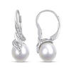 Thumbnail Image 0 of 9.0-9.5mm Baroque Freshwater Cultured Pearl and 0.04 CT. T.W. Diamond Flame Drop Earrings in Sterling Silver