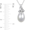 Thumbnail Image 1 of 9.0-9.5mm Baroque Freshwater Cultured Pearl and 0.04 CT. T.W. Diamond Flame Pendant in Sterling Silver