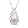 9.5-10.0mm Baroque Freshwater Cultured Pearl and Diamond Accent Teardrop Frame Pendant in Sterling Silver