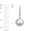 11.0-12.0mm Freshwater Cultured Pearl and 0.05 CT. T.W. Diamond Drop Earrings in Sterling Silver