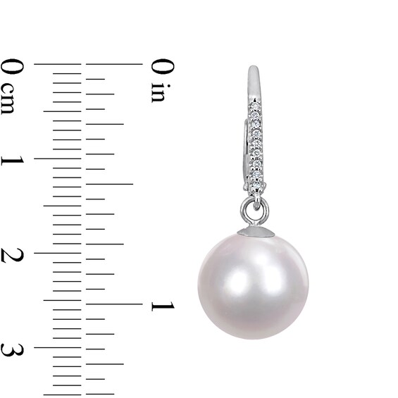 11.0-12.0mm Freshwater Cultured Pearl and 0.05 CT. T.W. Diamond Drop Earrings in Sterling Silver