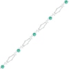 Oval Lab-Created Emerald and 0.09 CT. T.W. Diamond Kite-Shaped Art Deco Link Bracelet in Sterling Silver - 7.5"