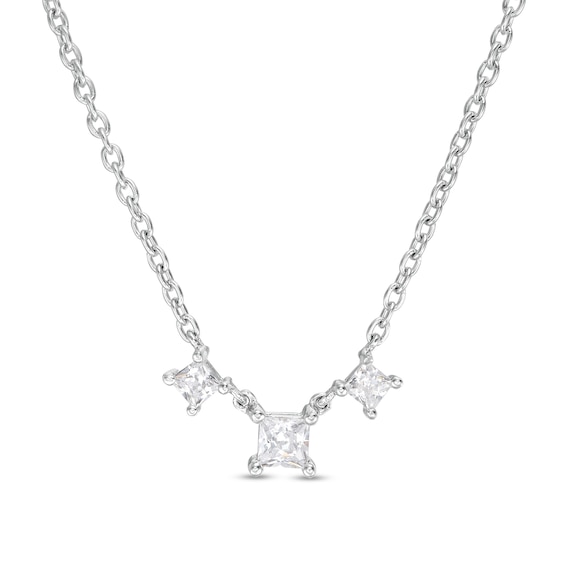 0.45 CT. T.W. Princess-Cut Diamond Past Present Future® Necklace in 10K White Gold