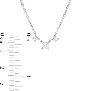 0.45 CT. T.W. Princess-Cut Diamond Past Present Future® Necklace in 10K White Gold