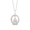 Thumbnail Image 0 of Enchanted Disney Princess 0.085 CT. T.W. Diamond Castle Pendant in Sterling Silver and 10K Rose Gold - 19"