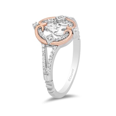 Enchanted Disney Princess 0.145 CT. T.W. Diamond Castle Ring in Sterling Silver and 10K Rose Gold