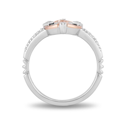 Enchanted Disney Princess 0.145 CT. T.W. Diamond Castle Ring in Sterling Silver and 10K Rose Gold