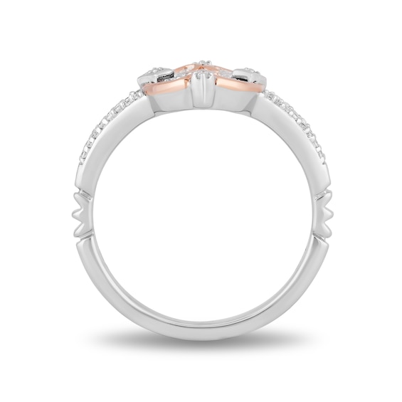 Enchanted Disney Princess 0.145 CT. T.W. Diamond Castle Ring in Sterling Silver and 10K Rose Gold