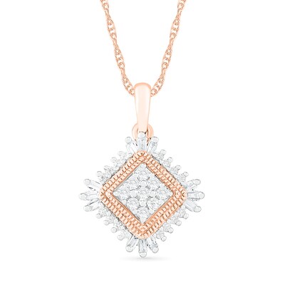 0.23 CT. T.W. Composite Diamond Tilted Frame Pendant in 10K Rose Gold