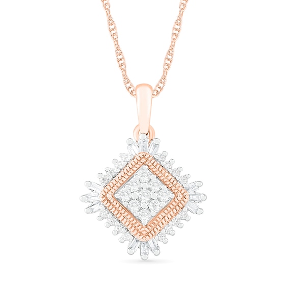 0.23 CT. T.W. Composite Diamond Tilted Frame Pendant in 10K Rose Gold