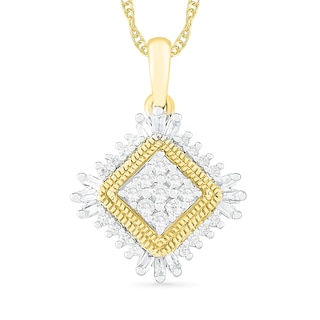 0.23 CT. T.W. Composite Diamond Tilted Frame Pendant in 10K Gold