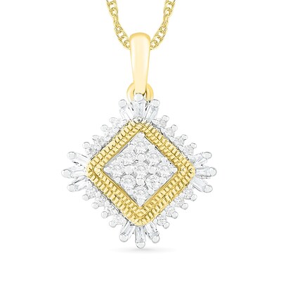 0.23 CT. T.W. Composite Diamond Tilted Frame Pendant in 10K Gold