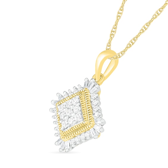 0.23 CT. T.W. Composite Diamond Tilted Frame Pendant in 10K Gold