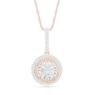 0.29 CT. T.W. Composite Diamond Frame Drop Pendant in 10K Rose Gold