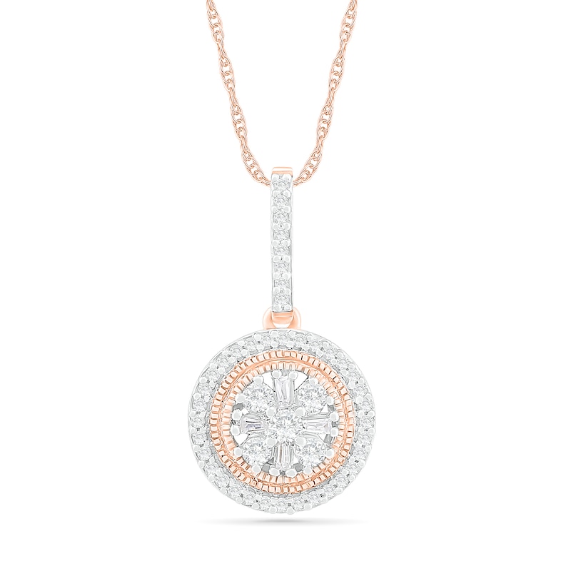 0.29 CT. T.W. Composite Diamond Frame Drop Pendant in 10K Rose Gold|Peoples Jewellers