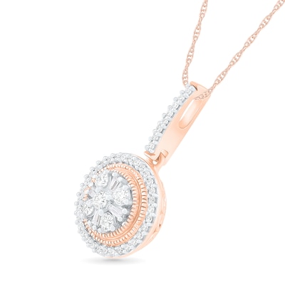 0.29 CT. T.W. Composite Diamond Frame Drop Pendant in 10K Rose Gold